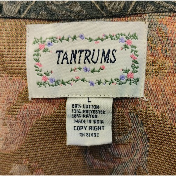 NWT Vintage TANTRUMS Womens L Floral Fall Tapestry Contrast Pattern Jacket Shirt - Picture 3 of 4